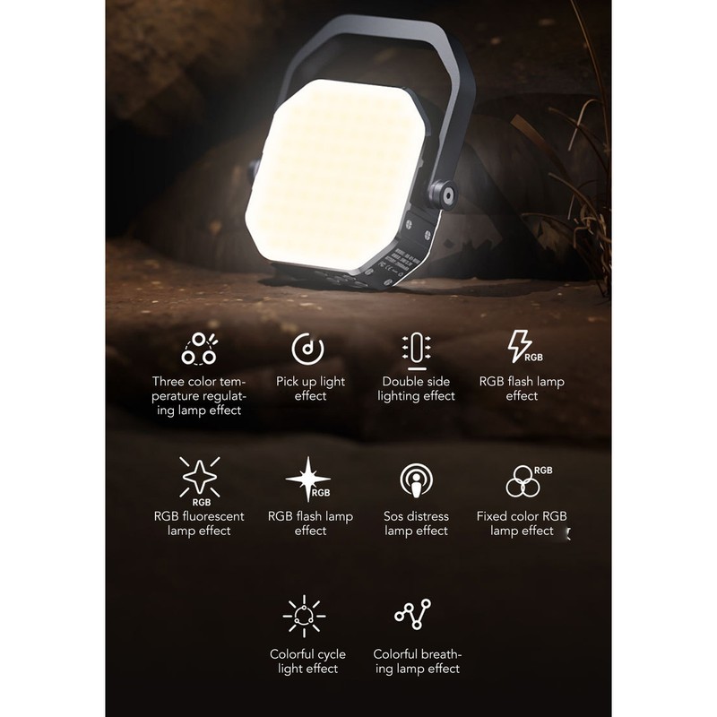 Retro Rechargeable LED Camping Lantern Octagonal Outdoor Camping Lamp Hanging