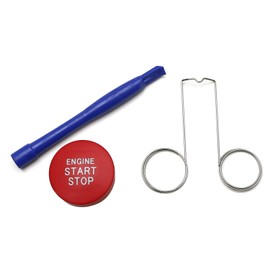 iJDMTOY TRD-Style Red Engine Push Start Button Replacement Cover Compatible with Toyota Camry Sienna Prius Avalon RAV4 Mirai Corolla, etc w/OEM Light Illuminated Push Starter