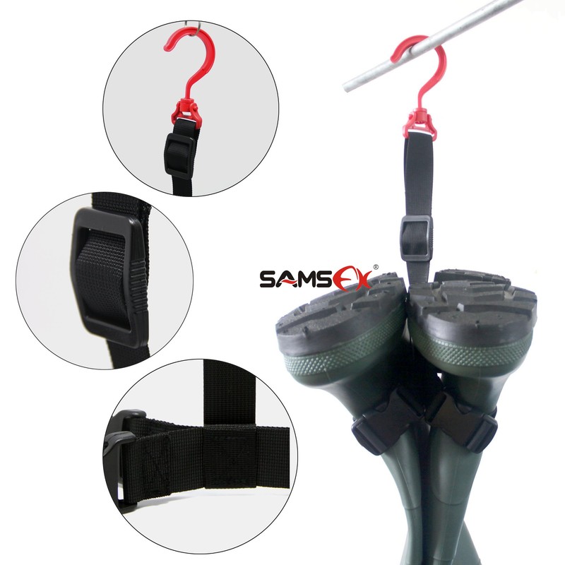 SAMSFX Fishing Wader Boot Hanger Hanging Strap Belt with Swivel