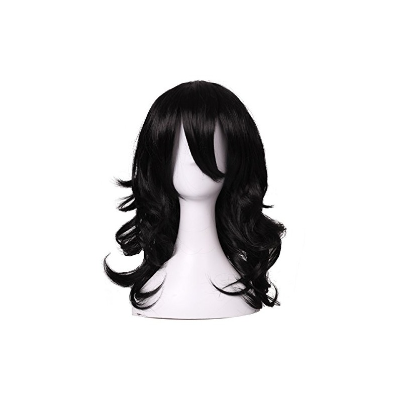 ColorGround Medium Long Wavy Anime Cosplay Wig for Men (Black