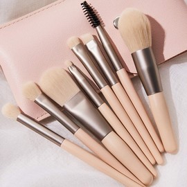 JOUAUS 8 Pcs Makeup Brush Set Professional Face Eye Shadow Eyeliner Foundation Blush Lip Make up Brushes Powder Cosmetics Blending Brush Tool with PU Leather Bag