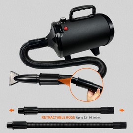 AIBETOMG High Velocity Professional Dog Grooming Dryer,Dog Hair Dryer,Adjustable Temperature and Speed,with 4 Nozzles,Perfect for Pet Grooming at Home