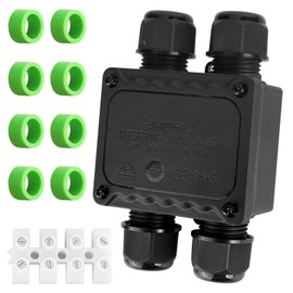 Junction Box Waterproof IP68, Cable Connector Waterproof, 4-Way Underground Cable Connector Waterproof for Diameter 5 mm - 14 mm Cable Diameter, Junction Box Outdoor, Junction Box Black