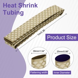 sourcing map 3.3ft Heat Shrink Tubing for Fishing Rods, 1.8:1 Fish Scale Pattern Heat Shrink Wrap Handle Rod Grip with Anti-Slip Waterproof Insulation (Dia: 25mm, Gold)