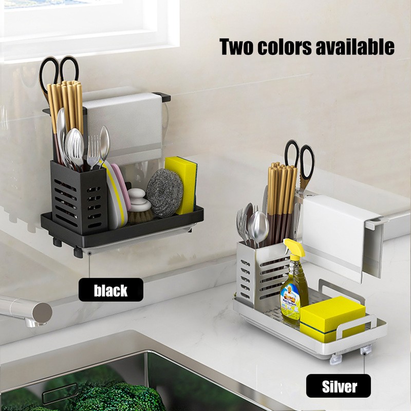Kitchen Sink Caddy Organizer 304 Stainless Steel Sponge Soap Brushes
