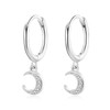 SILBERTALE Moon Dangle Hoop Earrings 925 Sterling Silver Cubic Zirconia