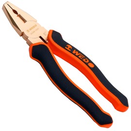 WEDO Non-Sparking Lineman's Pliers 6", Spark-free Safety Side Cutter Linemans Pliers, Combination Pliers, Wire Stripper, Crimper, Non-Magnetic, DIN Standard, BAM & FM Certificate, Beryllium Copper