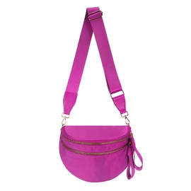 Pure Colour Crossbody Bag Bum Bag for Women,Spacious Purse Fanny Packs Belt Bag,Oversized Bum Bag (Colour Bum Bag-Rose)