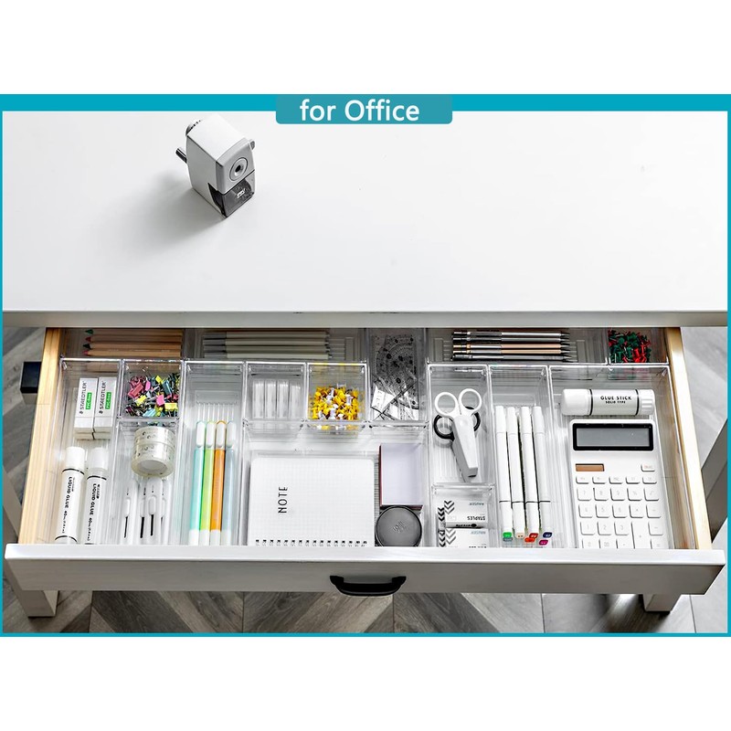 44 PCS Clear Drawer Organizers Set, 4 Size Versatile Bathroom