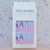 Pink Press on Nails, Medium Length Almond Shape Fake Nails