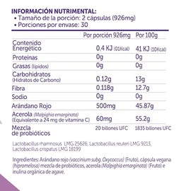 Bioflora Probióticos Woman + Arándano + Vitamina C, 60 Cápsulas Veganas Ácido Resistentes con 3 Diferentes Cepas de Probióticos e Inulina Orgánico com