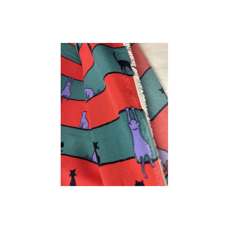 Chiffon Fabric With Cat Print