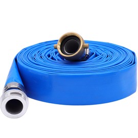 3" x 50ft PVC Lay Flat Water Pump Discharge Hose With Aluminum Pin Lug Fittings, Heavy Duty Reinforced Pool Backwash Hose Assembly