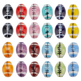 PH PandaHall 12 Farben Fußball Perlen Sport-Armband Perlen 24pcs Rugby Sport Perlen Keramik Ball Perlen Porzellan Sport Perlen für Schmuckherstellung Armband 16x11mm