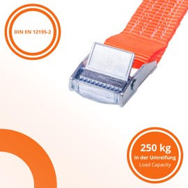 INTAKO Lashing Straps with Clamping Lock 25 mm x 250 kg - Pack of 4 - DIN EN 12195-2 - Straps for Attaching - Lashing Strap with Quick Release - Webbing for Bicycles, Trolleys (1 m)