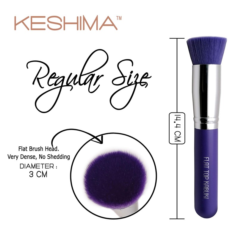 Keshima - Brocha de maquillaje para base Kabuki (punta plana,