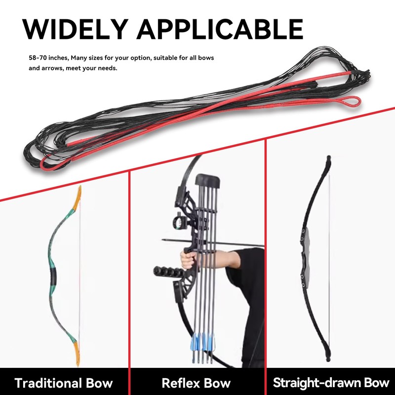 Recurve Bow String, 12 Strands Universal Traditional Bow String Replacement,