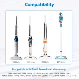 6 Pack 1940 for Bissell Steam Mop Pads for Bissell PowerFresh Steam Mop 1806 1544 1440 2075A 2685A 1940W 19404 Series, Model 19402 19408 1940a 1940f 1940q 1940t B0006 B0017, Part #5938#203-2633