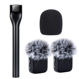 SUNMON Microphone Handheld Adapter with 2 Furry Mik Wind Protection for DJI Mic Mini, Wireless Microphone Stand Holder for Wireless Mic Interview Microphone Adapter Handheld for DJI Mini Micro