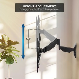 Mount-It! Pull Down TV Mount, Drop Down Wall Mount with Gas Spring Arm, Height-Adjustable TV Mount for 37-80 Inch TVs, Full Motion Swivel Tilt Bracket for Fireplace, Fits VESA 600x400, Up to 88 lbs