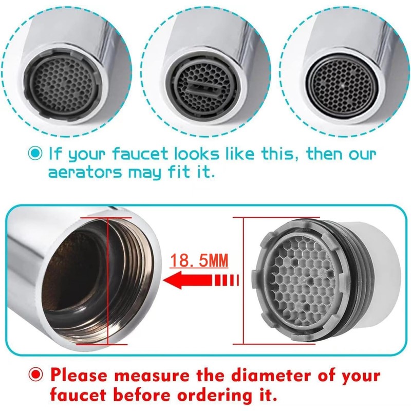 6 PCS 18.5mm Faucet Aerators with 2 Removal Tools –