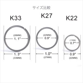 [TISUR] Titanium Key Ring, Men's, Side Push, Double Ring, Lightweight, Key Chain, Fall Prevention, Lost Prevention, Easy Installation, K33 (L) x 2 + K27 (M) x 2), gray