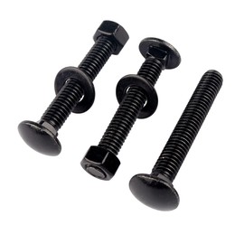 KOSJETHAS 8 Sets 5/16-18 x 3" Carriage Bolts Screws Round Head Square Neck and Hex Nuts, Flat Washers 304 Stainless Steel 18-8 Full Thread, Black