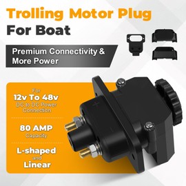 Trolling Motor Plug DC to DC Power Connector-027-0004-KIT,Trolling Motor Quick Connect for Onboard Marine 12V to 48V DC Power Connection with Gaskets,80 AMP Capacity,Solid Locking Mechanism