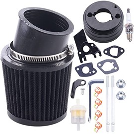 MRELC High Performance Upgraded Air Filter adapter Intake Spark Plug Kit for Predator 212cc 6.5 Hp Engine Mini Bike Go Kart Racing （Black）