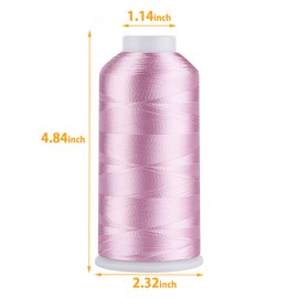 Simthread Rayon Embroidery Thread 5000 m 40wt 100% Viscose for Sewing Machines Professional and Home Pink