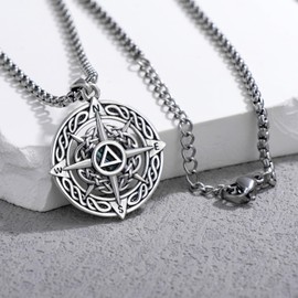 YYmqmq Sobriety Gifts 925 Sterling Silver Compass Pendant AA Necklace Alcoholics Anonymous Jewelry Gifts for Men Women