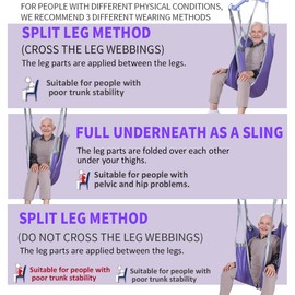 ‌EZ Assistive Divided Leg Patient Lift Sling for Transfer & Toileting, Seniors Bariatric and Mobility Patients, Purple, Small