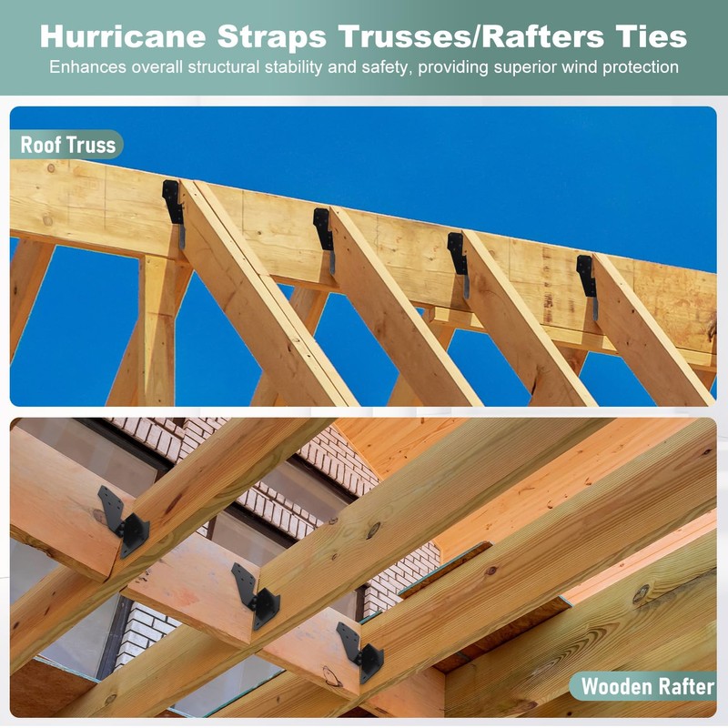 100 Pack Heavy Duty Hurricane Ties with Black Powder-Coated, Hurricane
