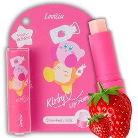 Kirby Strawberry Lip Balm for Girls, Cute Lip Balm for Women with Jojoba Oil, Shea Butter, Honey & Coconut Oil, Kawaii Lip Balms & Mini Lip Moisturizer for Dry Lips Made in Japan, STRAWBERRY