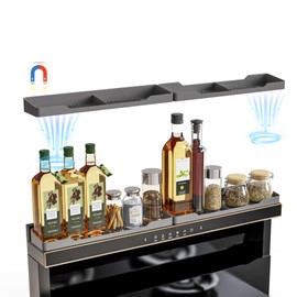 WAFT YEARN 30X3.5 Inch Silicone Magnetic Heat Resistant Easy to Clean Stove Top Shelf Spice Rack Kitchen Organizer Expandable Storage Rack For Kitchen Over Stove Grey