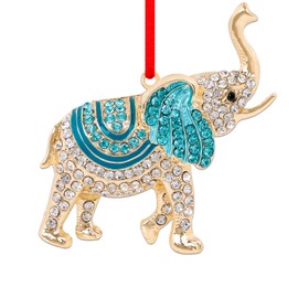 WhatSign Blue Elephant Christmas Ornament - Metal Ornament for Christmas Tree Friendship Sisterhood Decorations Hanging Ornament Keepsake Gifts for Kids Girls