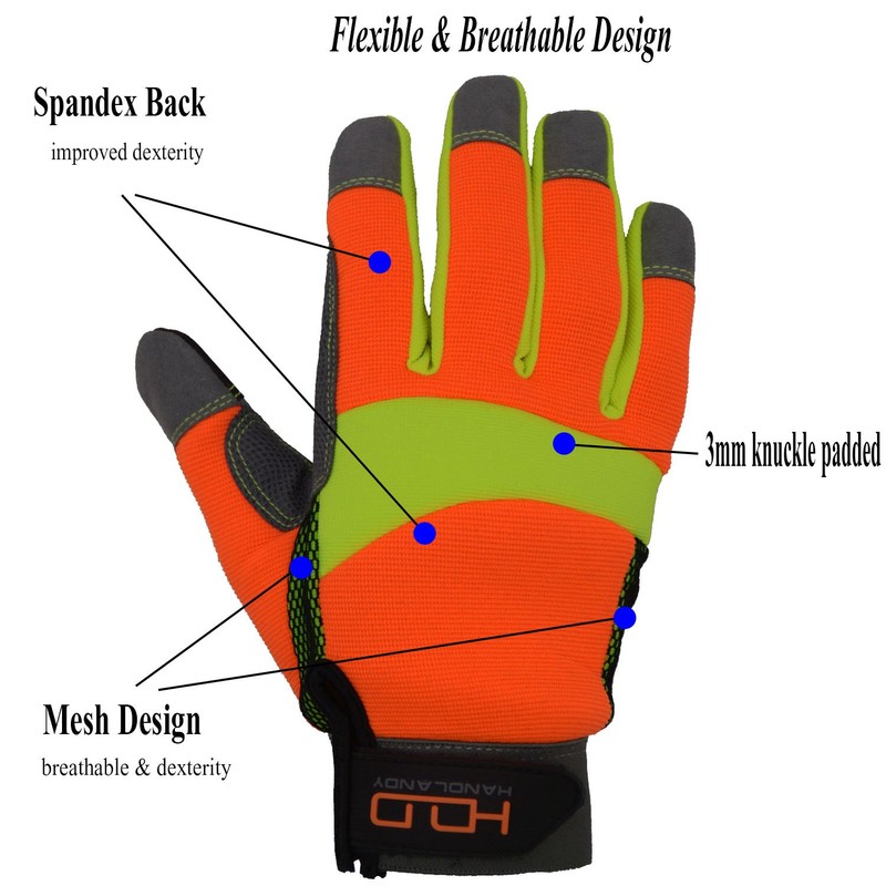 HANDLANDY Anti Vibration Gloves Hi-vis Reflective Safety Work Gloves, Touch
