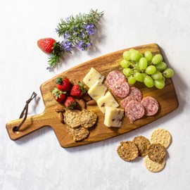 Totally Bamboo Rock & Branch Acacia Wood Serving Paddle, Wood Cutting Board with Handle for Kitchen and Charcuterie Boards