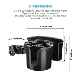 JOYTUTUS Wheelchair Cup Holder, 2-in-1 Walker Cup Holder with 6.4'' Large Storage Box, Drink Holder for Bottle with Handle, Fit for Wheelchair, Walker, Rollator, Stroller, Camper, Golf cart (Large)