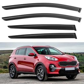 YQAUTEC Window Visors Rain Guards Shield for 2017-2022 Kia Sportage, Tape-on Window Wind Deflectors Vent Shades for 17-22 Sportage Lx S Ex Sx Turbo