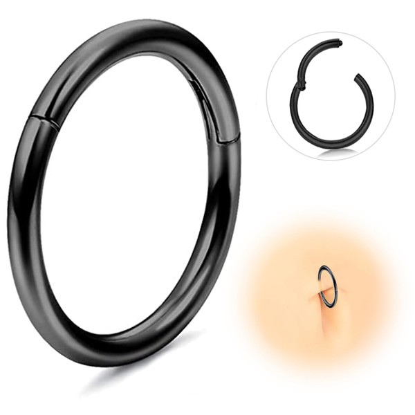 ESHIONER G23 Titanium Hypoallergenic Nose Ring Black Septum Helix Cartilage