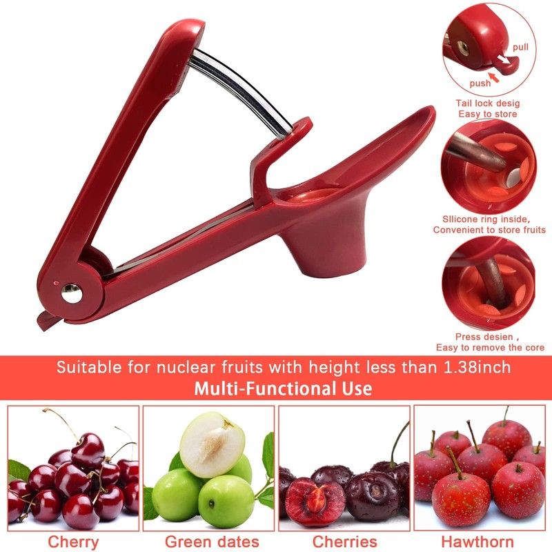 Cherry Pitter Tool, Heavy-Duty Stainless Steel Pitting Tool, Portable Cherries
