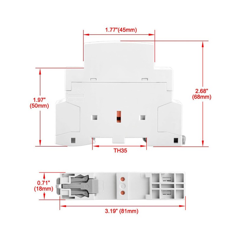 YJYUIU AC Contactor, 2-Pole, 25A, AC 220V/240V, 50/60Hz, DIN Rail