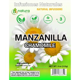 Manzanilla TE (Chamomile Flowers) 4 oz. 113g Tea Loose Leaf, Herb, Vegan, 100% Natural+ Tea Strainer Stainless, Infuser Tea Ball for Loose Leaf