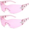 Haqptul Rimless Y2K Sunglasses Star Wrap Around Glasses 2000S Accessories