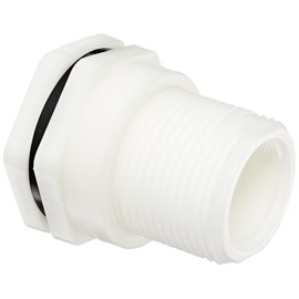 Hayward BFA3020TES Series BFA Standard Flange Bulkhead Fitting, Threaded x Threaded End, PP with EPDM Seals, 2" Size