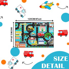 Car Rug Play Mat - Kids Play Carpet City Life Road Map Rug Educational Traffic Track Car Mat for Kids Toy Cars Carpet for Bedroom Playroom Classroom Decor 2.5x4 Feet