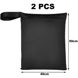 2 x Wetbag Swimming Bag 50 x 40 cm, Waterproof Bag for Wet Bag, Swimming Bag, Wet Bag, Waterproof Wet Bag with Zip, for Swimsuits, Sportswear, Beach Towel, Black