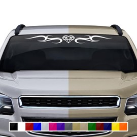 Sticky Creations Heart Decal Sticker Windshield Window Banner Vinyl Graphic Tribal Swirl Scroll Decoration Car Truck SUV Vehicle Front Rear Back 36"x4.25"+ (Design #134-05)