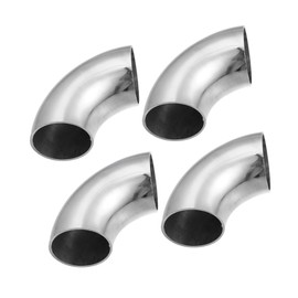 A ABSOPRO 4pcs OD 1.5 Inch 90 Degree Mandrel Bend Elbow SS304 Stainless Steel Bend Tube Exhaust Elbow Pipe for Car Exhaust System 1.5" Piping Silver Tone Item Replacement
